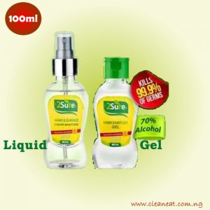 100ml gel and liquid 2sure sanitizer