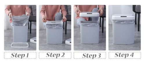 15L Automatic Touchless Intelligent Induction Motion Sensor Dustbin Trash Can, Touch-Free Rectangular Kitchen Trash Can Recycler - Image 7