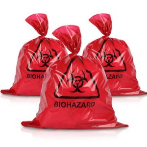 red biohazard medical bags