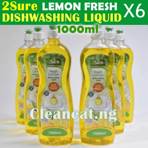 2sure lemon fresh dishwashing liquid 1000ml x6