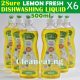 2sure lemon fresh dishwashing liquid 500ml x6