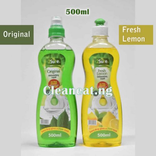 2sure original and lemon fresh dishwashing liquid 500ml