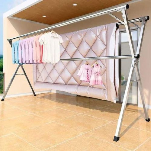 Outdoor Foldable Telescopic Clothes Dryer Rack — affordable garment racks in Lagos by Cleaneat Integrated Service.