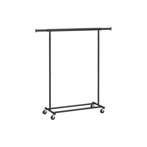 LASA Black Extendable Rolling Clothes Rack, heavy-duty and lockable, affordable clothes racks in Lagos by Cleaneat Integrated Service.