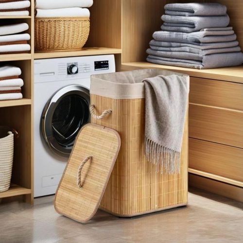Foldable Rattan Laundry Basket - Image 2