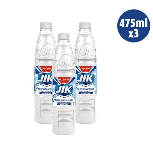 Jik Bleach 475ml – 3-pack of powerful stain remover and germ killer, perfect for household cleaning and fabric whitening in Nigeria.