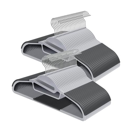 Grey LASA 50-pack affordable plastic hangers with non-slip design and U-shaped opening