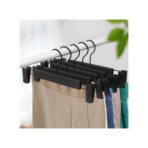 Black plastic clip hanger set of 10 for trousers and skirts — Cleaneat Integrated Service, Lagos.