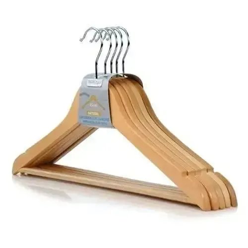 Set of 10 durable wooden hangers with chrome hooks from Cleaneat Integrated Service – affordable hangers for home and retail use