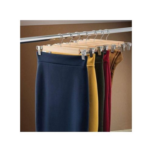 Wooden Skirt Hangers with Adjustable Clips - Image 3