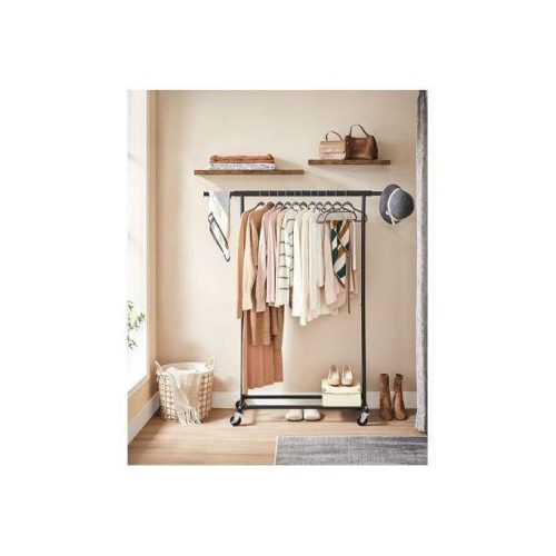 LASA Black Extendable Rolling Clothes Rack, Heavy-Duty & Lockable - Image 3