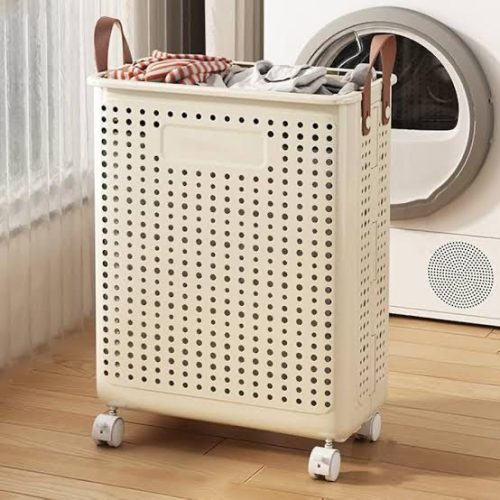 4layers Laundry Basket, Foldable, Laundry Rack, With Wheels - Image 4