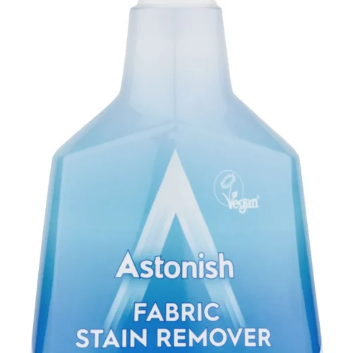Bottle of Astonish Fabric Stain Remover 750ml – powerful pre-wash spray for fabrics, supplied by Cleaneat Integrated Service, ideal for homes and laundries in Lagos.