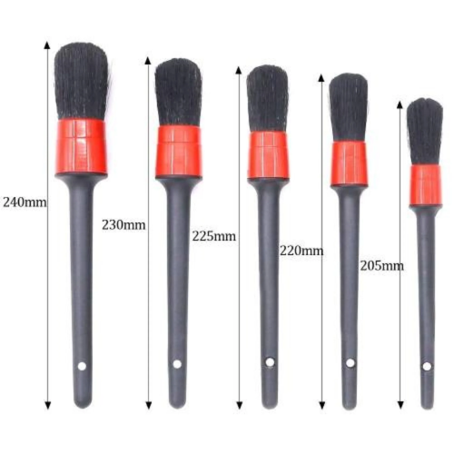 5-piece car detailing brush set for deep cleaning interior vents, wheels, and exterior emblems.
