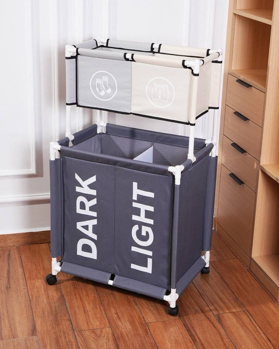 High Quality Double-layer Laundry Basket With 2 Compartments - Image 3