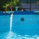 Clean swimming pool after filtration and water clarification treatment