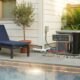 Pool heater working to maintain water temperature