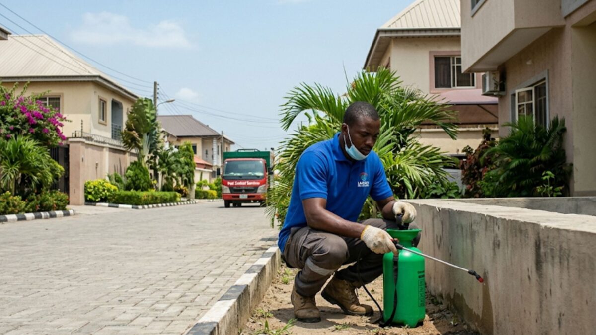 Pest control expert applying termite prevention treatmen